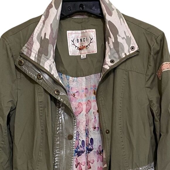 Anthropologie Army Green Chore Barn Jacket Funnel Neck Oversized Size X-Small - Picture 4 of 15